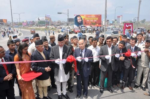 GET SET, GO! Prime Minister Jhala Nath Khanal and the Japanese ambassador to Nepal Tatsuo Mizuno inaugurate the six-laed Tinkune-Suryabinayak section of the Araniko Highway. The 9.1 km long road was completed with assistance of Rs 2 billion from the Japanese government.