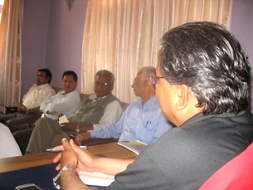 POWERHOUSE: Pushpa Kamal Dahal meets senior Maoist leaders in a central committee meeting at his residence on Monday.