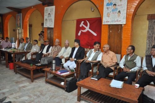 WHAT NEXT? The UML central committee meeting on Tuesday at the party office, ahead of PM Jhal Nath Khanal's address to the nation.