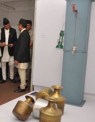 DRY RUN: Prime Minister Jhal Nath Khanal at the National Fine Arts Exhibition at NAFA‚ Naxal in Kathmandu on Sunday.