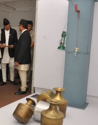DRY RUN: Prime Minister Jhal Nath Khanal at the National Fine Arts Exhibition at NAFA, Naxal in Kathmandu on Sunday.