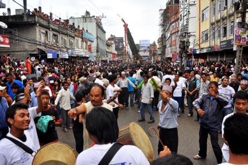 FESTIVE MOOD: The Ratomachendra Nath at Kumaripati, Kathmandu, on Saturday.