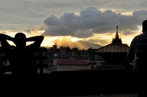 HEAVENLY RAYS: The Pashupati Nath Temple on Monday evening.