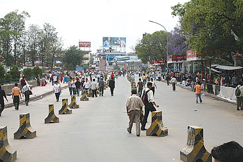 STRIKE AGAIN: The microbus-stops at Ratna Park were deserted during Wednesday's strike, called to demand justice for Ram Hari Shrestha, a businessman murdered by Maoists at the Chitwan cantonment.