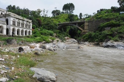 WITH THE RIVER: Piles garbage washed up on the banks of Bagmati at Chobar on Wednesday after continous rain this week.