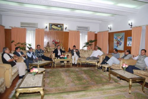 LOUNGING AROUND: Maoist and NC leaders met at the PM's residence in Balawatar on Wednesday to discuss the peace process. The discussions will continue on Thrusday.
