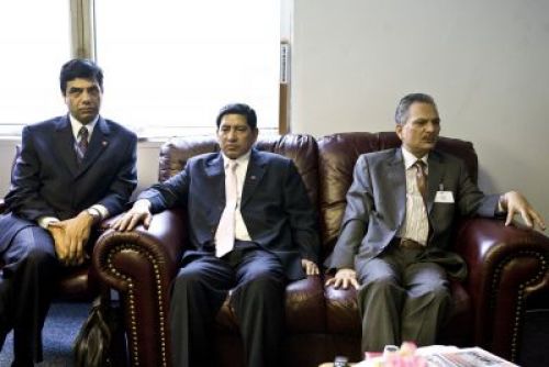 Prime Minister Baburam Bhattarai at a press meet hosted at the Permanent Mission of Nepal to UN at New York on Wednesday