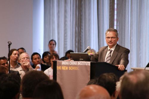 ALIVE AND KICKING: Prime Minister Baburam Battarai speaks on Marxism at a discussion was organised by the India China Institute of the New School University, New York, on Friday.
