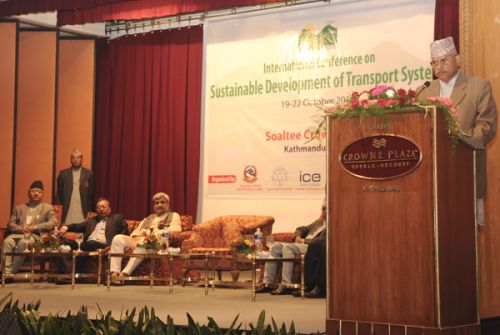 FOCUS ON SUSTAINABILITY: President Ram Baran Yadav inagurates the International Conference on Sustainable Development of Transport System in Kathmandu on Wednesday.