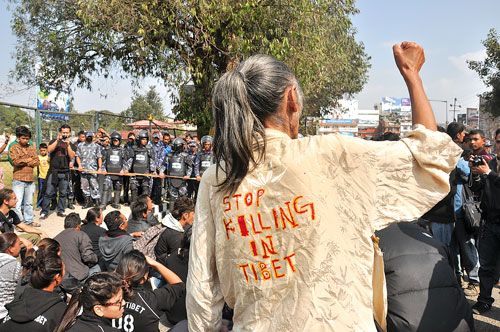 ENOUGH: Tibetans demonstrate in Jawlakhel, Lalitpur, in memory of protestors in Tibet who have burned themselves alive against Chinese crackdown on Tibetan religious and cultural systems. Eleven have self-immolated since February 2009.
