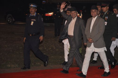 BACK HOME: Prime Minister Baburam Bhattarai returns home on Saturday evening after representing the country at the 17th SAARC Summit held in Addu city, the Maldives.