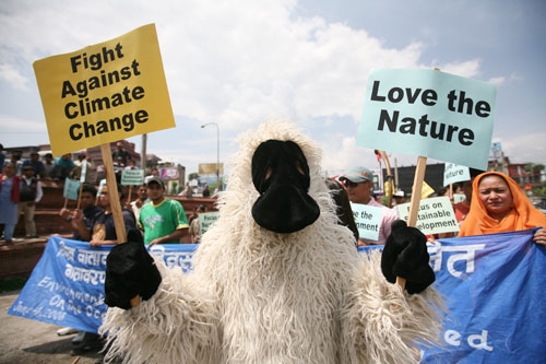 LOVE THE NATURE: A yeti reminds us of our duty to the environment at Maitighar on World Environment Day on Wednesday.