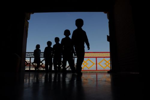 SPIRITUAL TOUR: Students enter Thrangu Tashi Yangtse monastery in Kabhre for an educational tour on Friday.