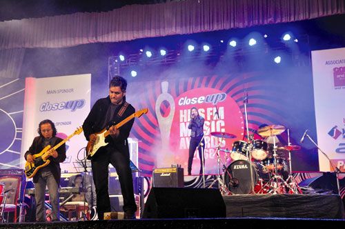 ROCK ON: 1974 AD performs at the 15th Hits FM Music Awards on Friday at the Army Officer's Club.