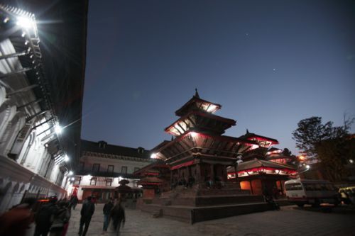 NIGHT SHINE: The Basantapur Darbar Square shines under moonlight on Tuesday evening.
