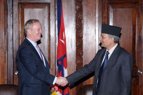 LET'S SHAKE ON IT: Vice President and CEO of International Finance Corporation Lars Thunell met Prime Minister Baburam Bhattarai at the PM's office on Wednesday. Thunell reiterated IFC's commitment towards increasing investments in Nepal, particularly in infrastructure, and to support private sector development.