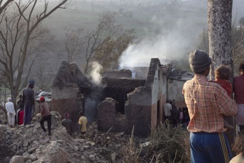 BURNT OUT: Three houses were destroyed by fire in Danuwar Gaun in the outskirts of Katmandu on Tuesday. It took two hours to control the fire, no casualties reported.