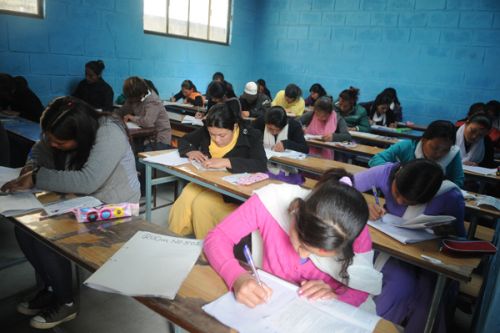 GOOD LUCK: Students sit for their SLC examination at Gitanjali Academy, Naya Bajar, Kathmandu on Tuesday. A total of 528,257 students are sitting for the exams in centres across the country.