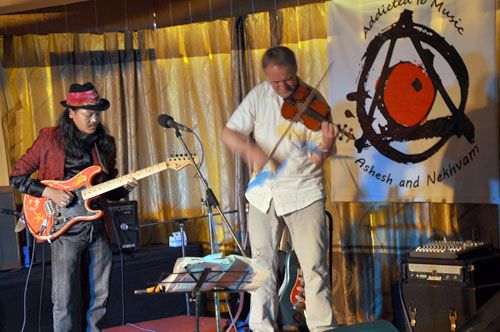 FUSING TUNES: The band Ashesh and Nekhvam performs with Norwegian violinist Vidar in Kathmandu last Wednesday.