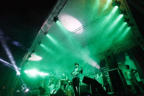ROCKING ON: Indian rock band Parikrama performs at Jawlakhel ground on Saturday.