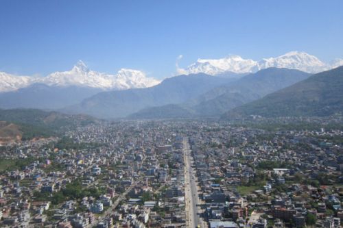 WELCOME TO POKHARA: An ariel view of the Pokhara Valley as seen from an aircraft heading to the Pokhara airport, last week.