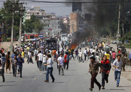 HEATED STREETS: A motorcycle burnt in Gwarko, Kathmandu, for defying Sunday's banda, first of the 3-day long banda called by Nepal Janata Party. The party has forwarded an 11-point demand, which includes a geography-based federalism.