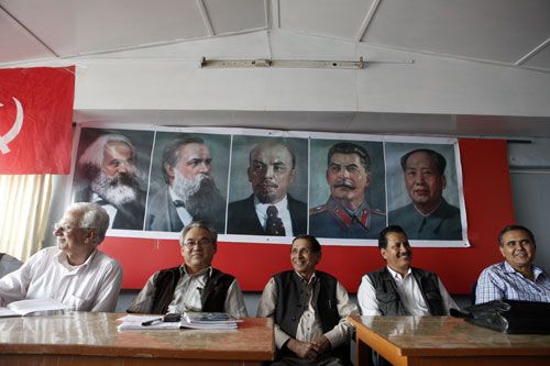 MATCHING MATCHING: The newly formed CPN-Maoist led by Mohan Baidya (centre) sits for its first central committee meeting at the office of Newa State Committee in Lalitpur on Monday.