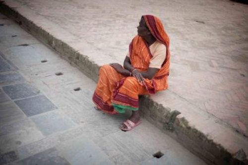 TIME TO GO: Bolbam pilgrim from Rautahat waiting for fellow pilgrims in Basantapur on Tuesday PIC