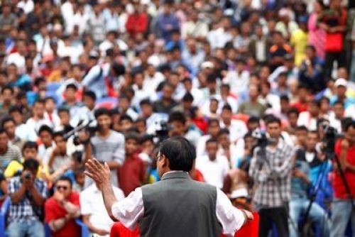 DEAR STUDENTS: Senior leader of CPN-Maoist Krishna Bahadur Mahara during the program organised by the student wing of CPN-Maoist at Basantapur in Kathmandu on Tuesday.