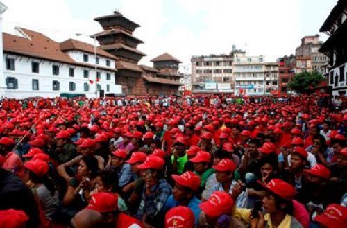 ATTENTIVE MASS: CPN-Maoist volunteers around the country gathered in Basantapur on Wednesday, and listened to the leader of the party Mohan Baidya announced the campaign to form the party's military wing.