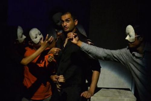 SPOTLIGHT: A scene from the play 'Oh! Star Duniya' which was performed at the Sarwanam Theatre in Kalikasthan on Friday.