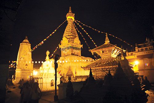 HEAVY METAL: The gold plating of Swoyambhu Stupa, expected to be finished in two years, started on Tuesday with donations worth Rs 41 million from the Californian-based Ningma Meditation Centre.