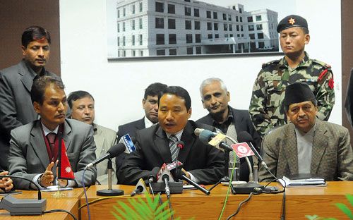 ALMOST FULL: Finance Minister Barsha Man Pun declares a two-third budget at Singha Darbar on Tuesday afternoon amid protests from the opposition after President Ram Baran Yadav approved the budget earlier in the day.