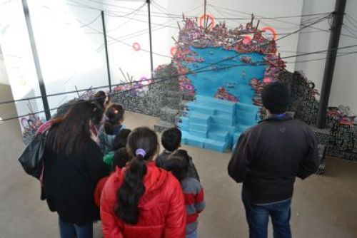 UNDERSTANDING ART: Guests at the month-long Kathmandu International Art Festival observe an art work installed at Nepal Art Council on Tuesday.