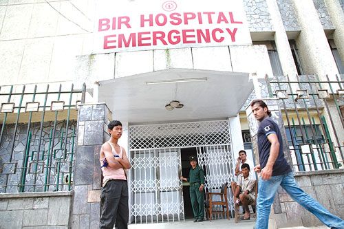 EMERGENCY STRIKE: Doctors all over Nepal went on strike and stopped all hospital services, except emergency wards like this one at Bir, on Wednesday and Thursday. They took the action after a doctor was physically assaulted in Kathmandu on Monday.