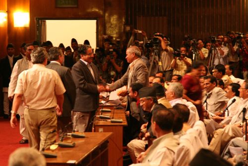 EL PRESIDENTE: Ram Baran Yadav is the first president of the Democratic Republic of Nepal after a runoff poll in the Contsitutent Assembly on Monday