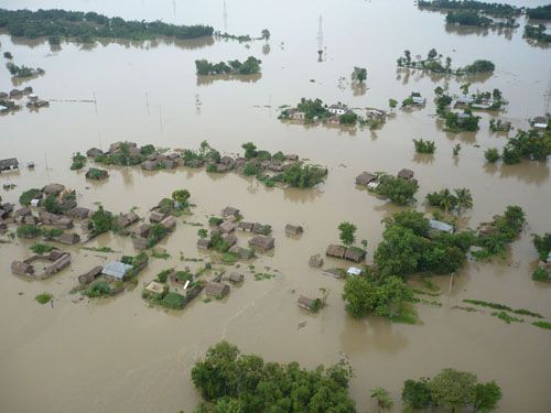 WATER CITY: Flood changes the landscape of Sunari.