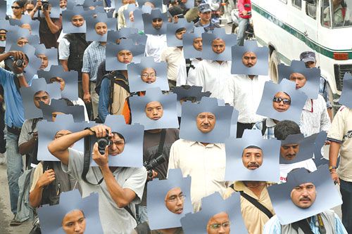 PHOTO MONTAGE: Photojournalists parade at Hanuman Dhoka on Tuesday on the occassion of 169th World Photography Day.