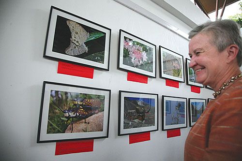 BLOOMING MARVELLOUS: American ambassador Nancy Powell admires entries in a photo competition organised by Wildlife Conservation Nepal at the Nepal Art Council, Babar Mahal, on Thursday.