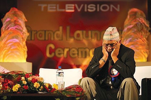 ENOUGH SAID: Deputy Prime Minister Bamdeb Gautam appears deep in thought during a speech by Prime Minister Dahal at the inauguration of the new tv channel ABC in the capital on Thursday.