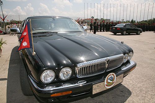 PRESIDENTIAL JAG: A closeup of the stretched Jaguar that was used by ex-king Gyanendra at the parking lot of the CA building in Baneswor on Wednesday.