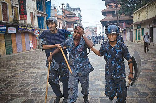 BUFFALO SOLDIERS: Central Kathmandu saw rioting once again over the weekend as people battled with police to protest the government's decision, later rescinded, to cut funding for festivals like Dasain and Indra Jatra.