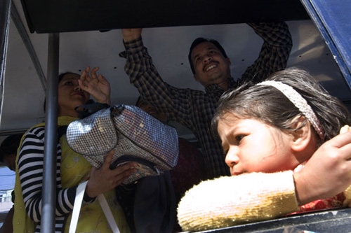 HOMEWARD BOUND: Khem Raj Pokharel and Poonam Pokharel are travelling back home to Chitwan on Monday with their children to cast their ballots.