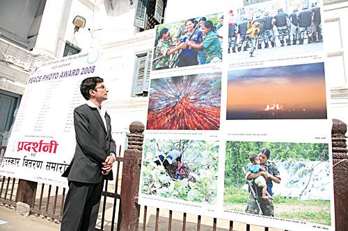 THE SON ALSO RISES: Prakash Dahal was a stand-in for his father, Prime Minister Pushpa Kamal Dahal, at the Nepal Sambat ceremony during the Peace Photo Exhibition at Basantapur on 29 October organised by the National Photo Journalists' Forum.