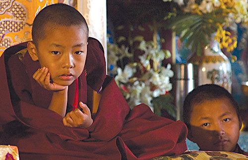 BOY KING: Urgyen Jigme Rabsel Dawa recognised as a reincarnation of Tulku Urgyen Rinpoche, founder of the centre for religious learning, after his enthronement ceremony on Wednesday at the Shedrub Ling Monastery.