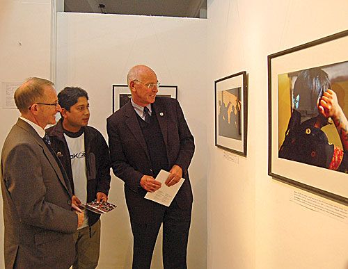 BEHIND BARS: OHCHR's Richard Bennett and UNMIN's Ian Martin view a photo exhibition- 'Prisons and the Rights of Detainees' by photographer Kiran Panday, at Nepal Art Council on Tuesday.