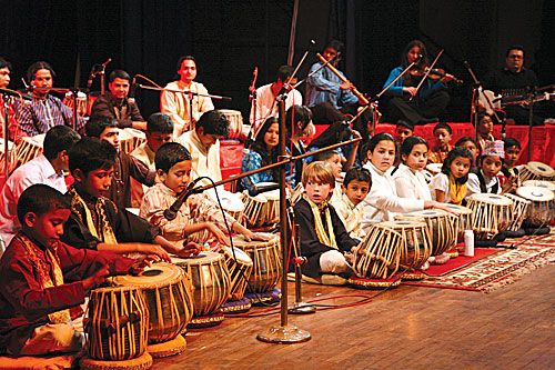 YOUNG BEATS: Nepali tabla players at a concert organised at the Rastriya Nach Ghar on Wednesday to mark the 38th birth anniversary of the late tabla maestro Atul Gautam.
