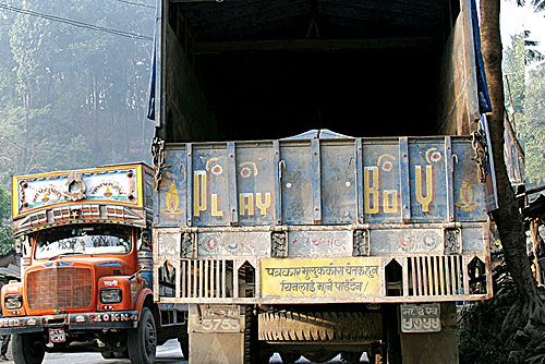 HORN PLEASE: 'Journalists are our eyes and ears, you can't kill them' says this sign on the back of a truck plying on the East-West Highway on Monday.
