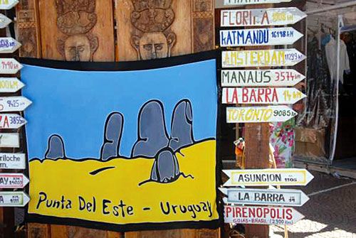 YOU ARE HERE: A picture taken this week in Punta Del Este, Uruguay, showing the distance to Kathmandu.