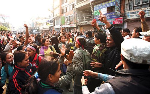 UNREST: Fearful of losing the elections Padma Kanya College students affiliated to ANFSU-R stage protests and boycott the elections on Thursday.